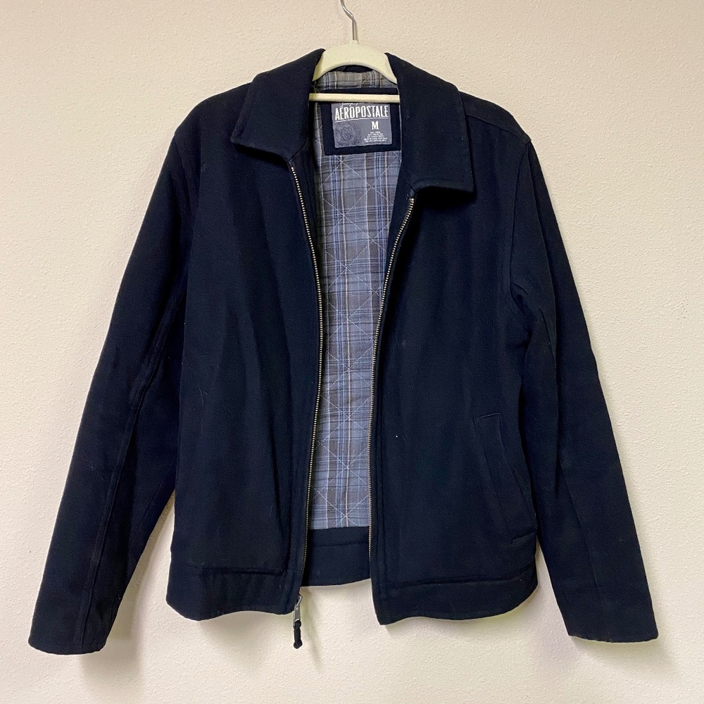 Aeropostale Men's Black Wool Jacket